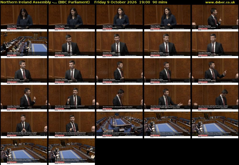 Northern Ireland Assembly -... (BBC Parliament) Friday 9 October 2026 19:00 - 20:30