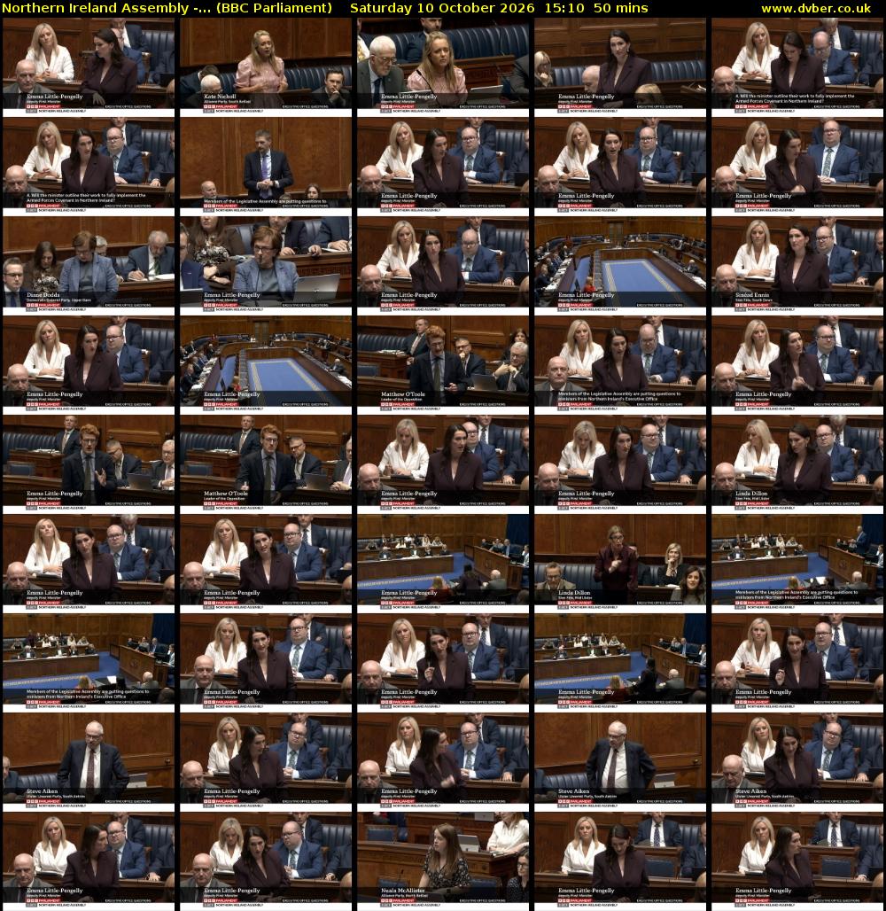 Northern Ireland Assembly -... (BBC Parliament) Saturday 10 October 2026 15:10 - 16:00
