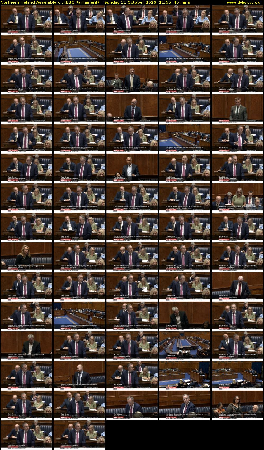 Northern Ireland Assembly -... (BBC Parliament) Sunday 11 October 2026 11:55 - 12:40