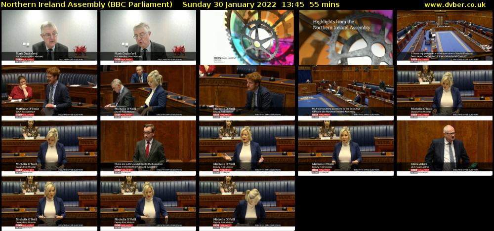 Northern Ireland Assembly (BBC Parliament) Sunday 30 January 2022 13:45 - 14:40
