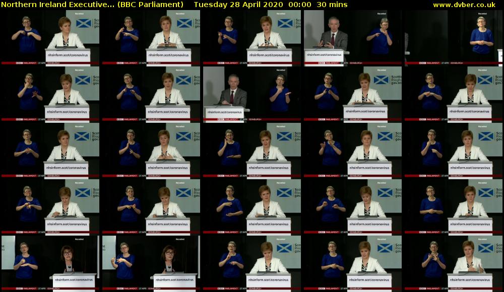 Northern Ireland Executive... (BBC Parliament) Tuesday 28 April 2020 00:00 - 00:30