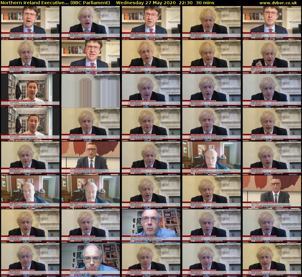 Northern Ireland Executive... (BBC Parliament) Wednesday 27 May 2020 22:30 - 23:00