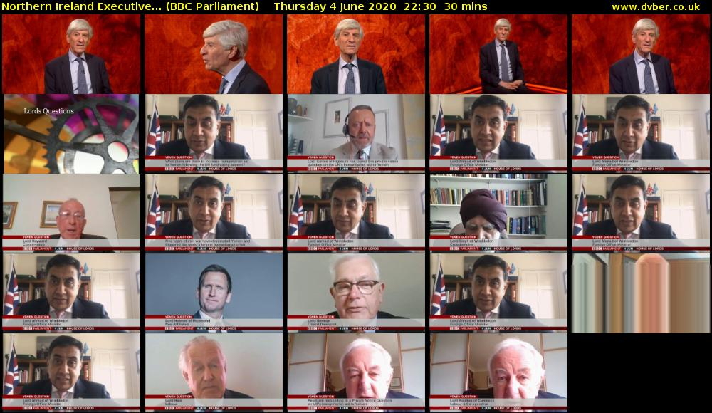 Northern Ireland Executive... (BBC Parliament) Thursday 4 June 2020 22:30 - 23:00