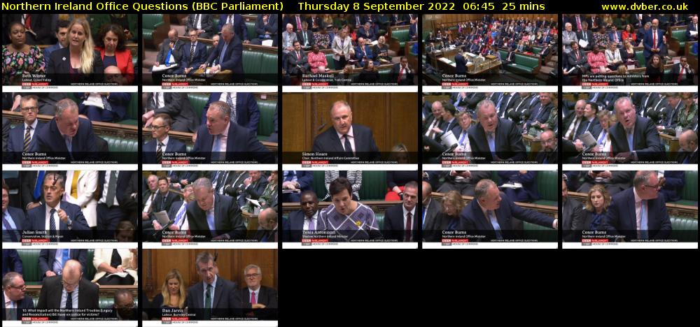 Northern Ireland Office Questions (BBC Parliament) Thursday 8 September 2022 06:45 - 07:10