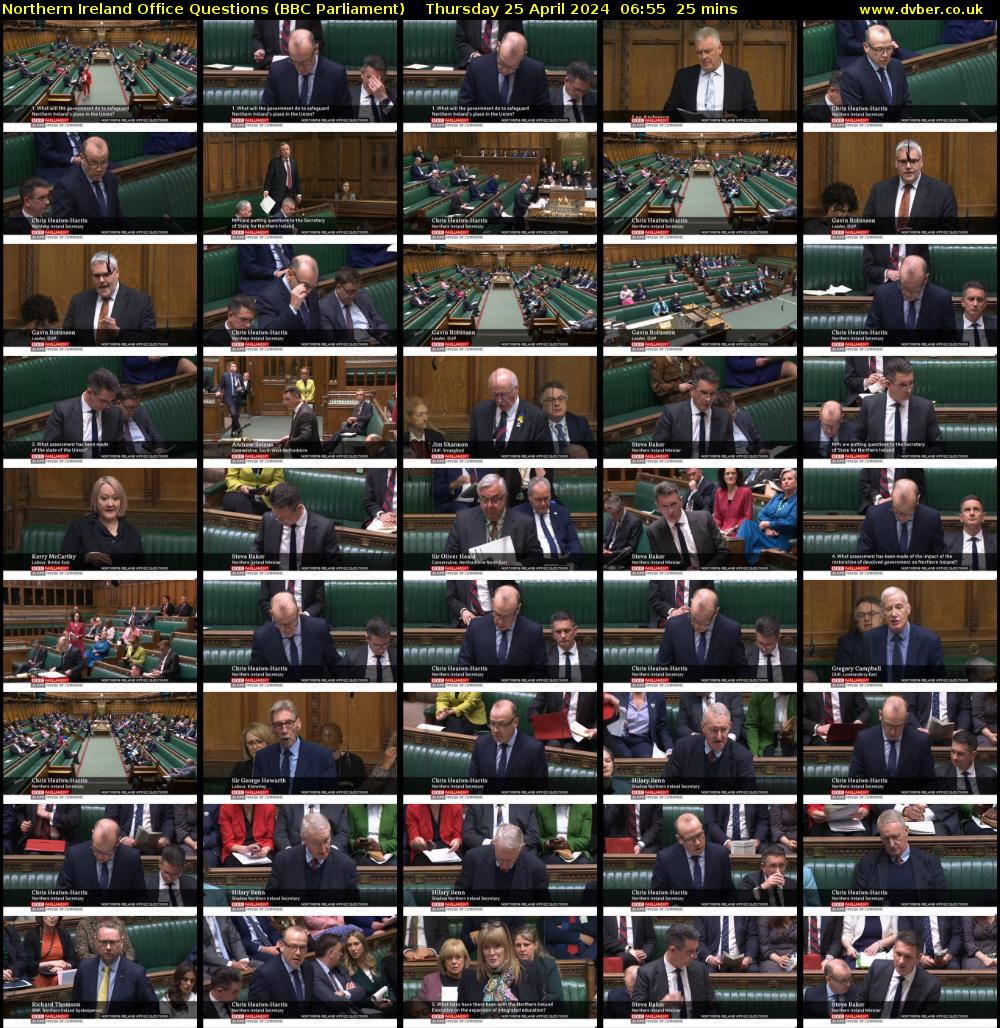 Northern Ireland Office Questions (BBC Parliament) Thursday 25 April 2024 06:55 - 07:20