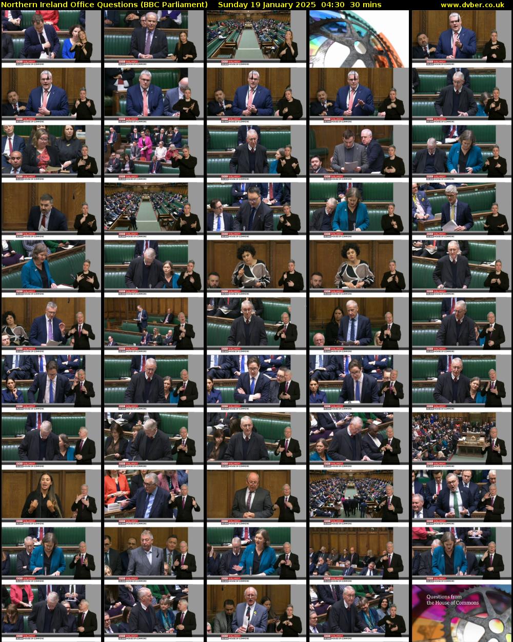 Northern Ireland Office Questions (BBC Parliament) Sunday 19 January 2025 04:30 - 05:00