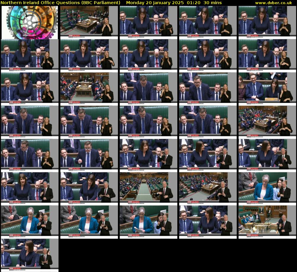 Northern Ireland Office Questions (BBC Parliament) Monday 20 January 2025 01:20 - 01:50