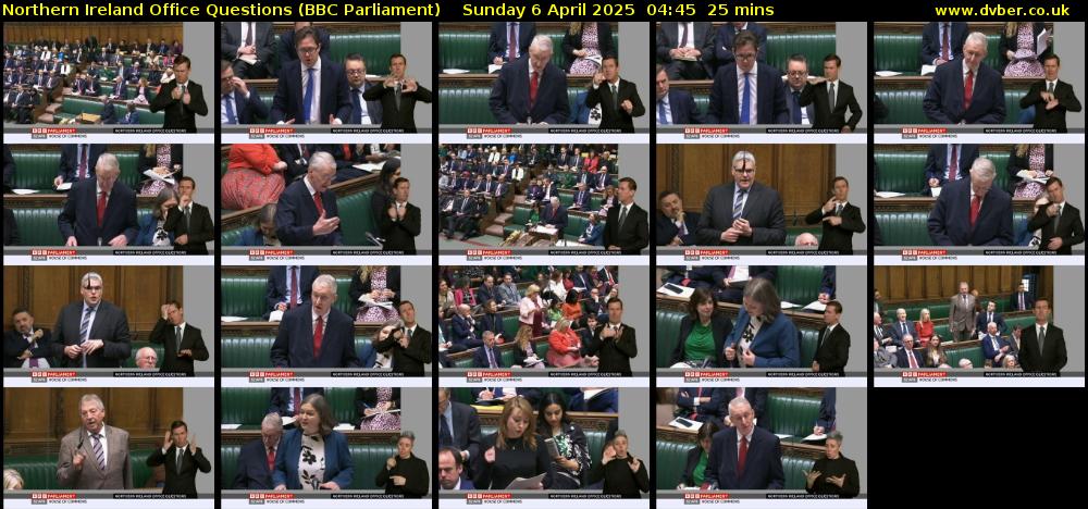 Northern Ireland Office Questions (BBC Parliament) Sunday 6 April 2025 04:45 - 05:10