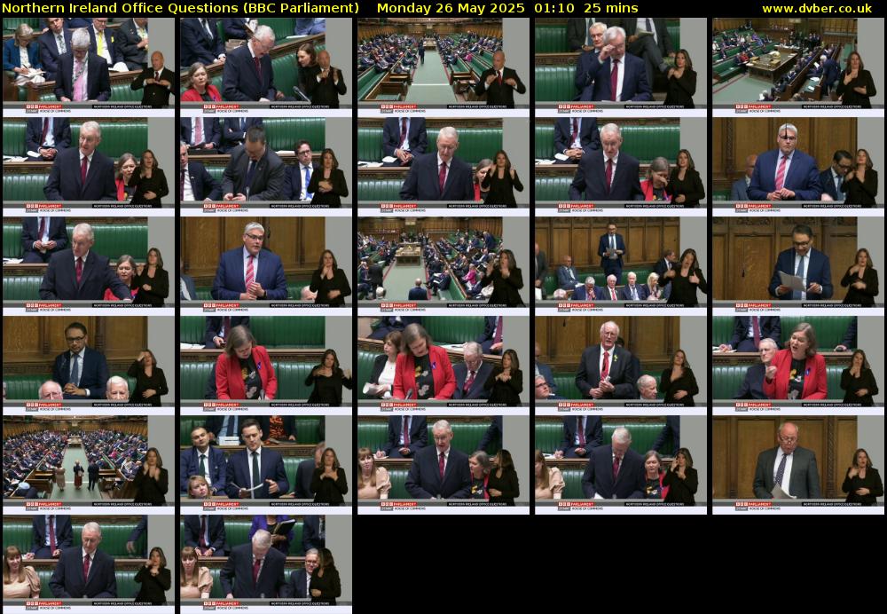 Northern Ireland Office Questions (BBC Parliament) Monday 26 May 2025 01:10 - 01:35