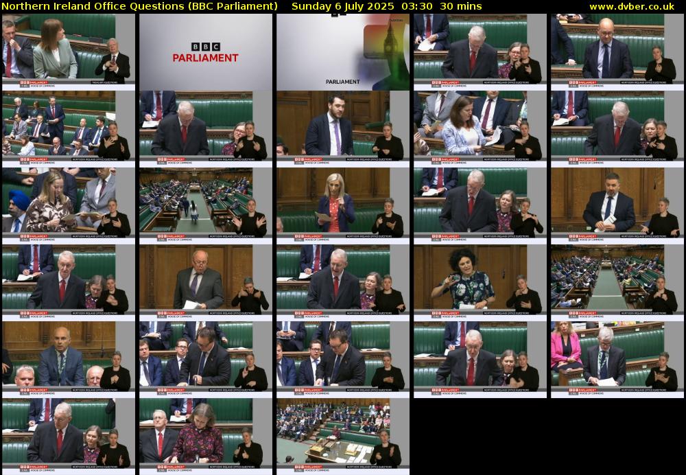 Northern Ireland Office Questions (BBC Parliament) Sunday 6 July 2025 03:30 - 04:00