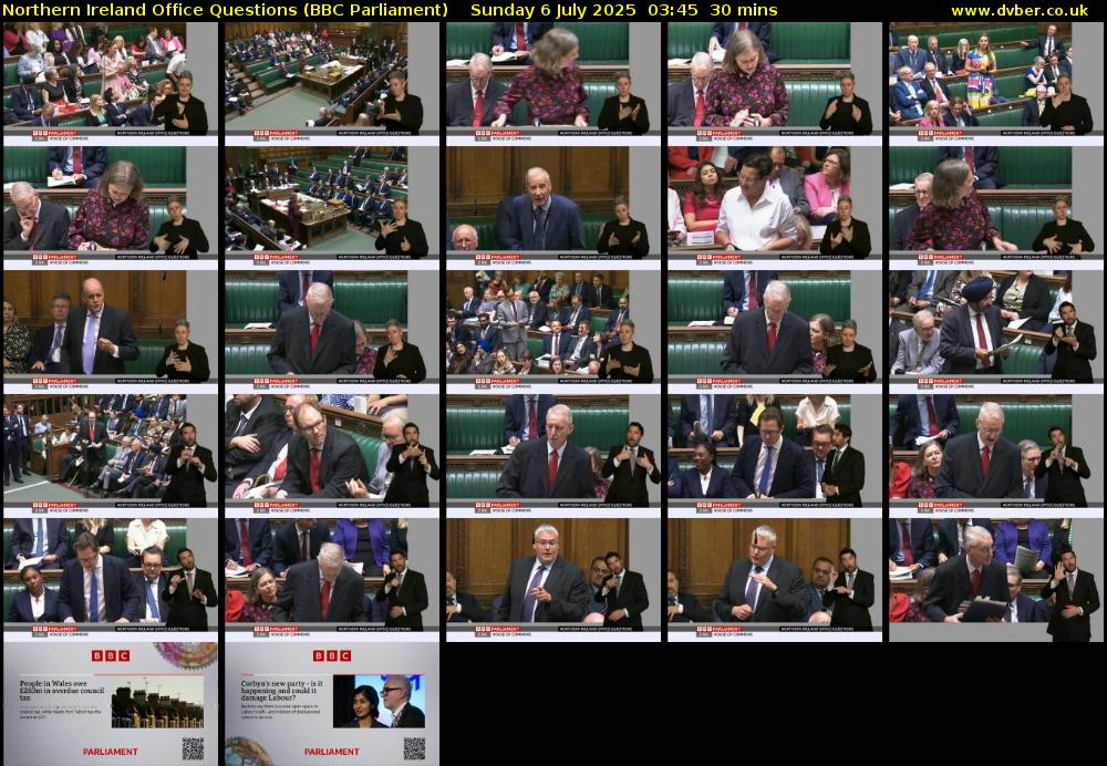 Northern Ireland Office Questions (BBC Parliament) Sunday 6 July 2025 03:45 - 04:15