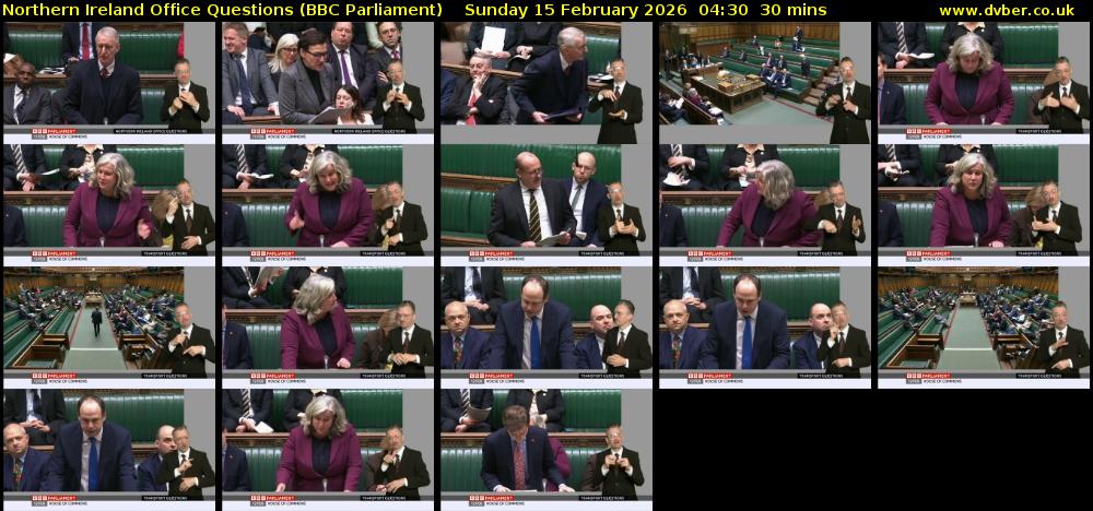 Northern Ireland Office Questions (BBC Parliament) Sunday 15 February 2026 04:30 - 05:00