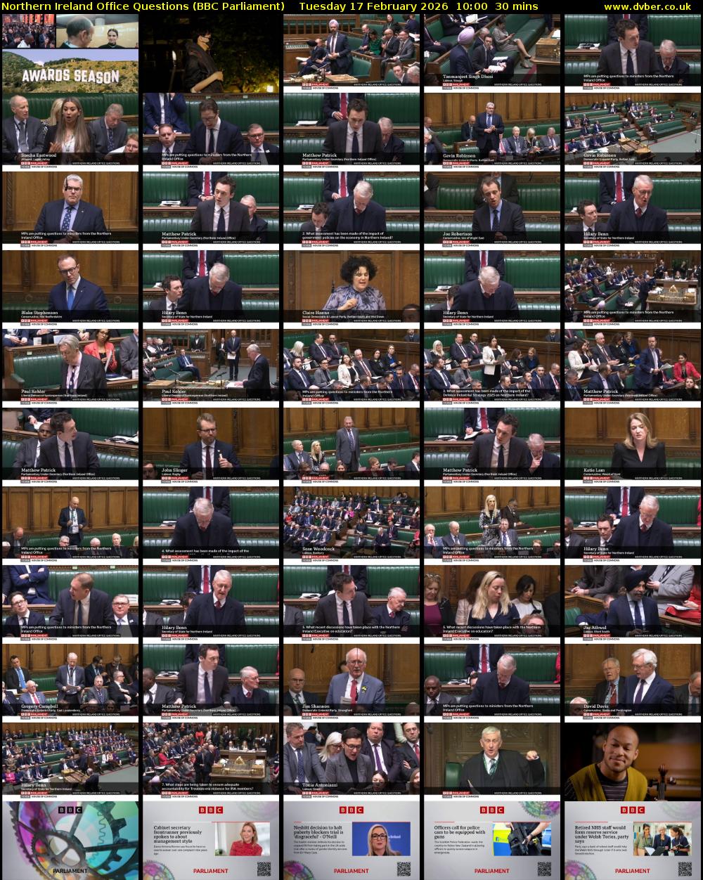 Northern Ireland Office Questions (BBC Parliament) Tuesday 17 February 2026 10:00 - 10:30