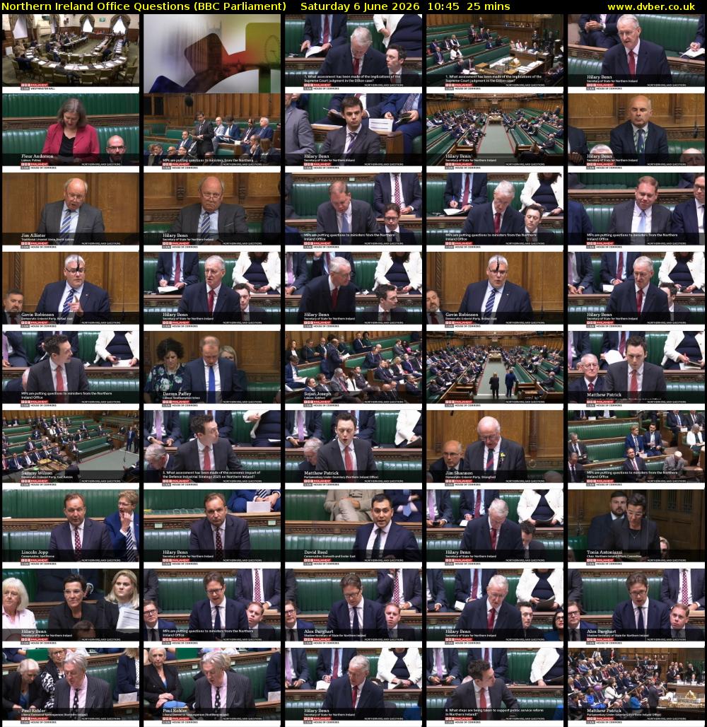 Northern Ireland Office Questions (BBC Parliament) Saturday 6 June 2026 10:45 - 11:10