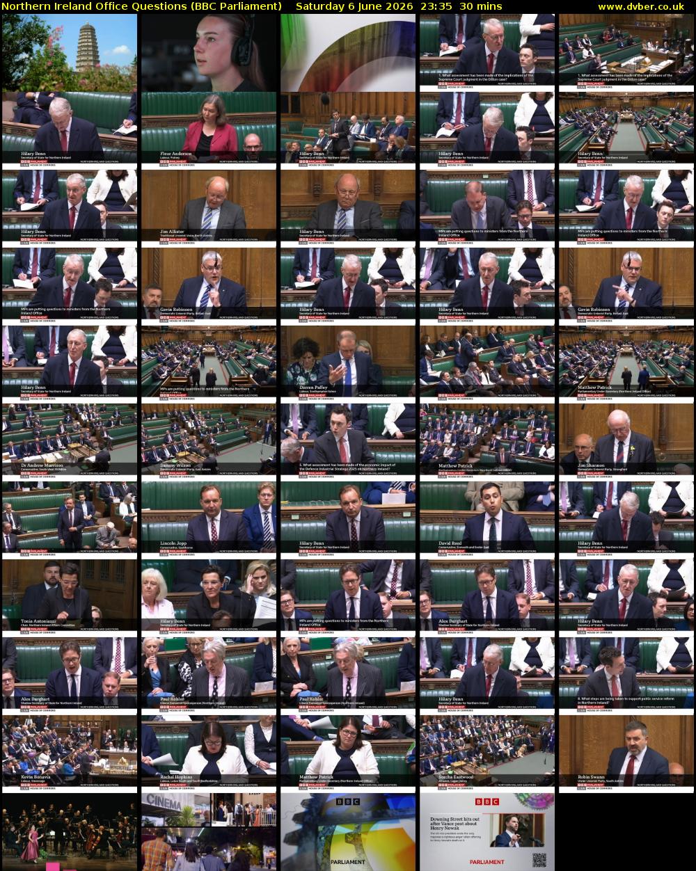 Northern Ireland Office Questions (BBC Parliament) Saturday 6 June 2026 23:35 - 00:05
