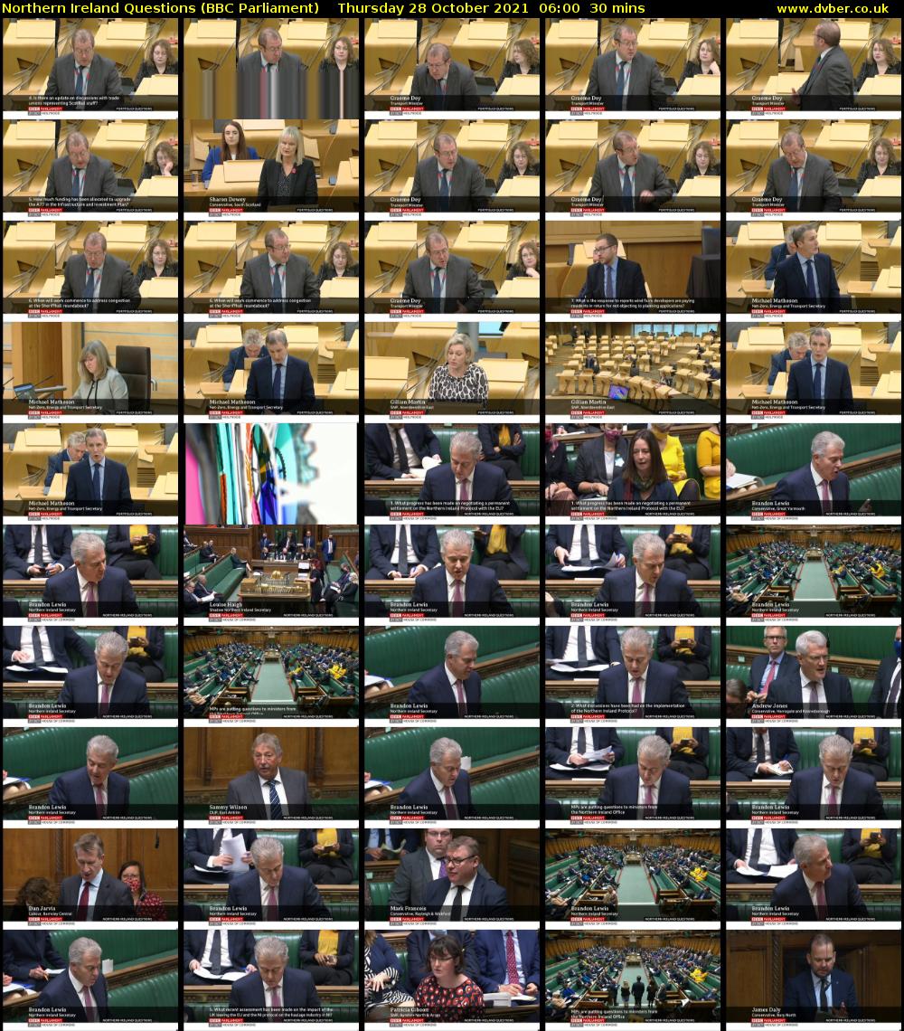 Northern Ireland Questions (BBC Parliament) Thursday 28 October 2021 06:00 - 06:30