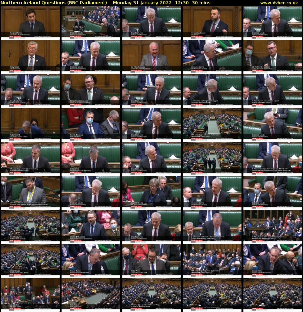 Northern Ireland Questions (BBC Parliament) Monday 31 January 2022 12:30 - 13:00