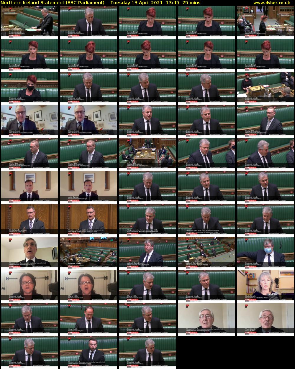 Northern Ireland Statement (BBC Parliament) Tuesday 13 April 2021 13:45 - 15:00