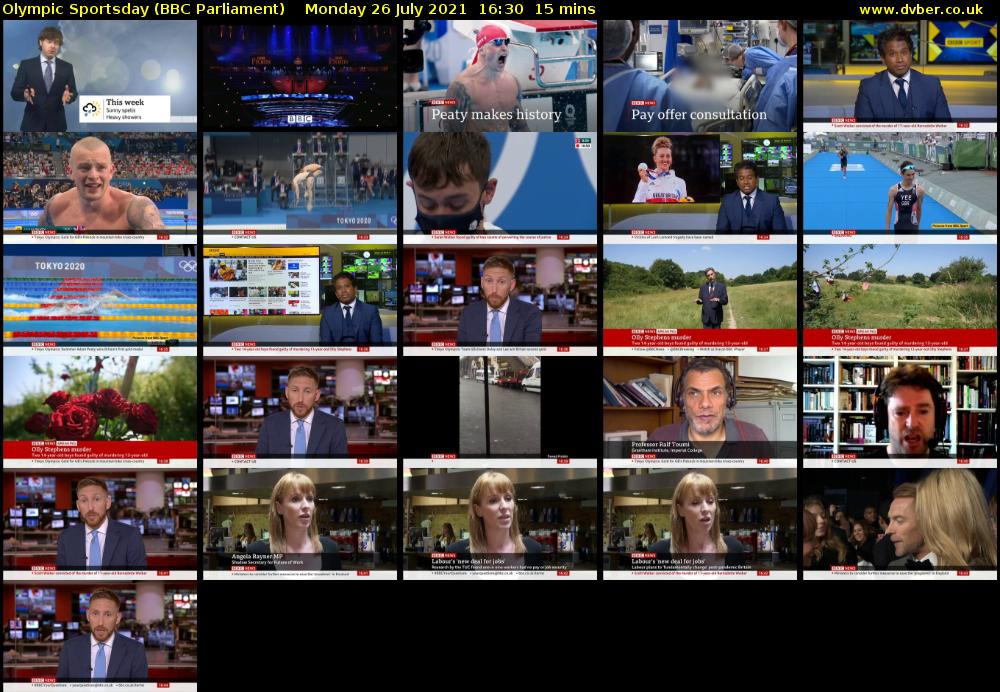 Olympic Sportsday (BBC Parliament) Monday 26 July 2021 16:30 - 16:45