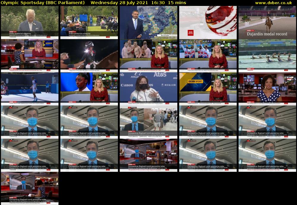 Olympic Sportsday (BBC Parliament) Wednesday 28 July 2021 16:30 - 16:45