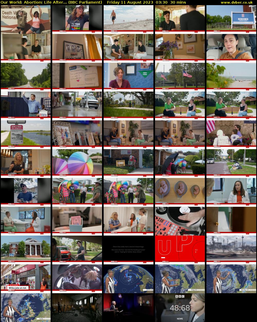 Our World: Abortion: Life After... (BBC Parliament) Friday 11 August 2023 03:30 - 04:00