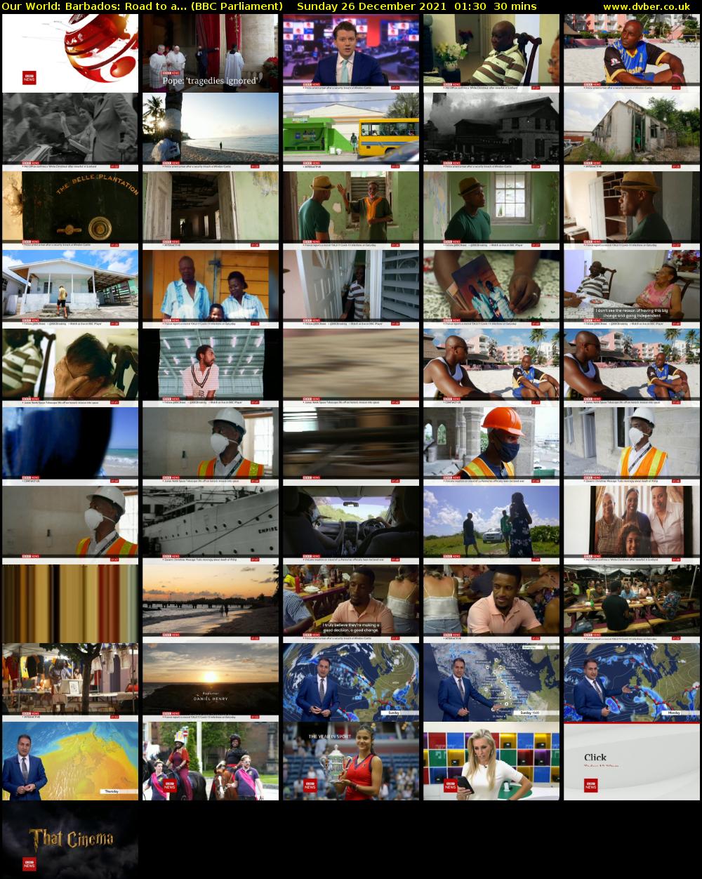 Our World: Barbados: Road to a... (BBC Parliament) Sunday 26 December 2021 01:30 - 02:00