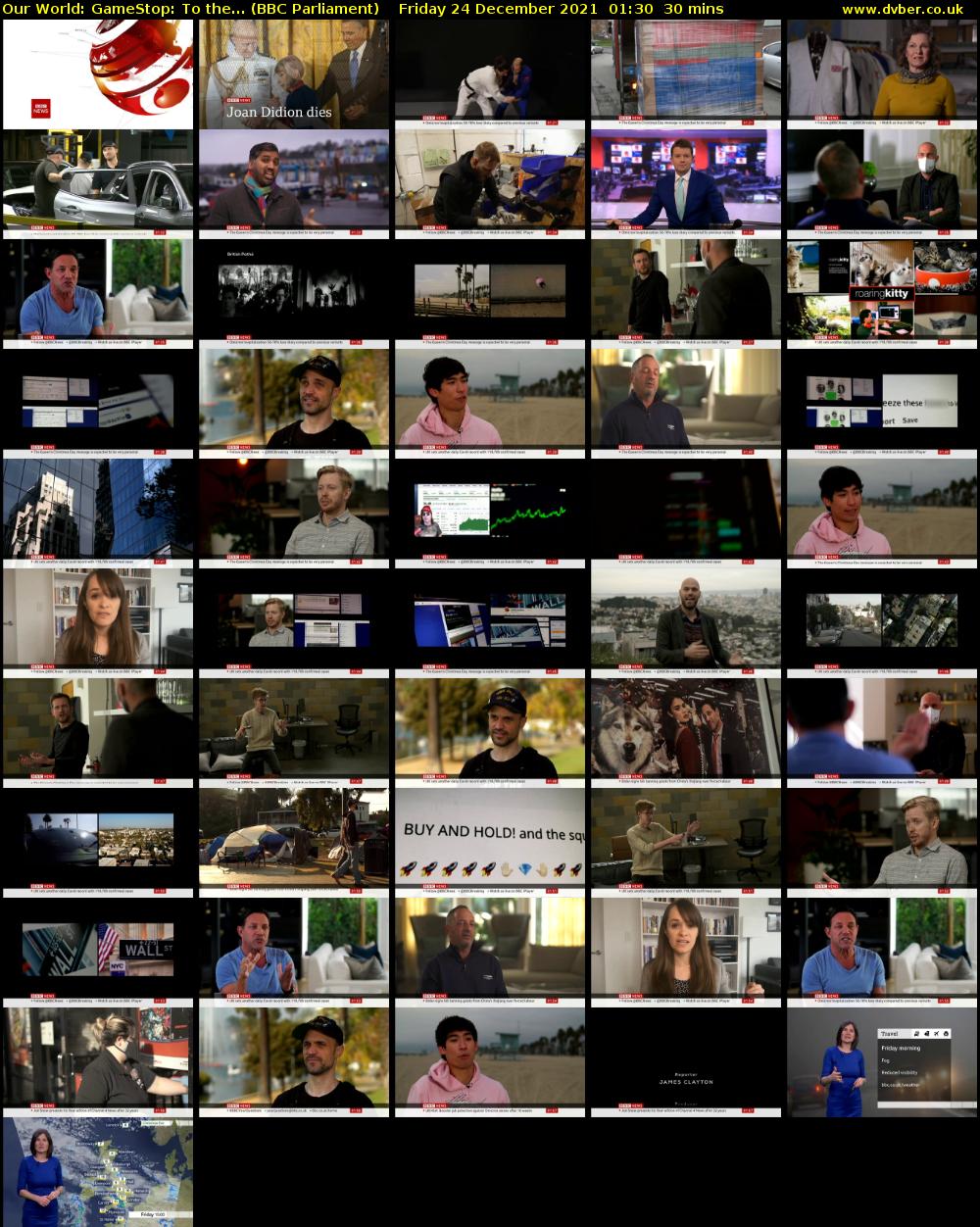 Our World: GameStop: To the... (BBC Parliament) Friday 24 December 2021 01:30 - 02:00