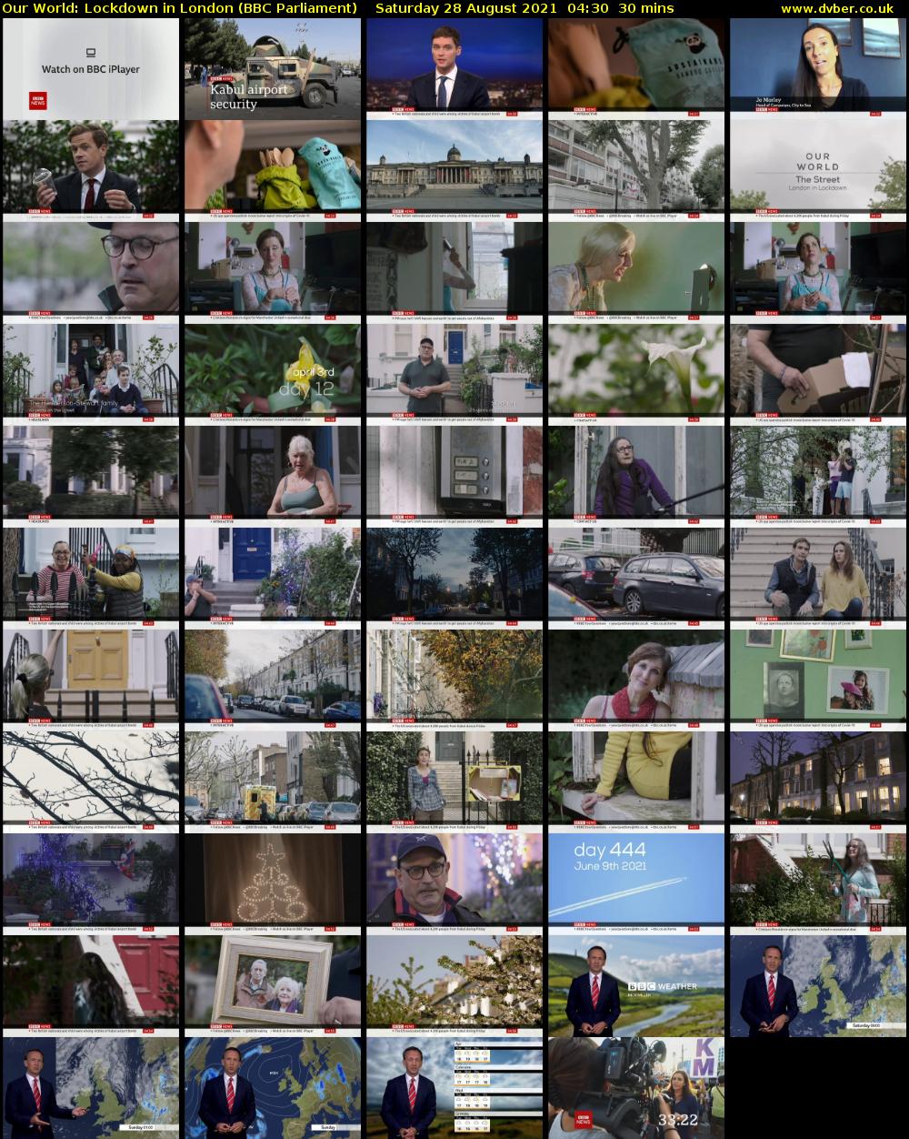 Our World: Lockdown in London (BBC Parliament) Saturday 28 August 2021 04:30 - 05:00