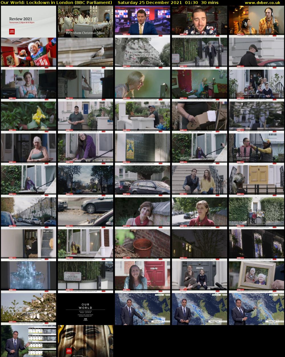 Our World: Lockdown in London (BBC Parliament) Saturday 25 December 2021 01:30 - 02:00