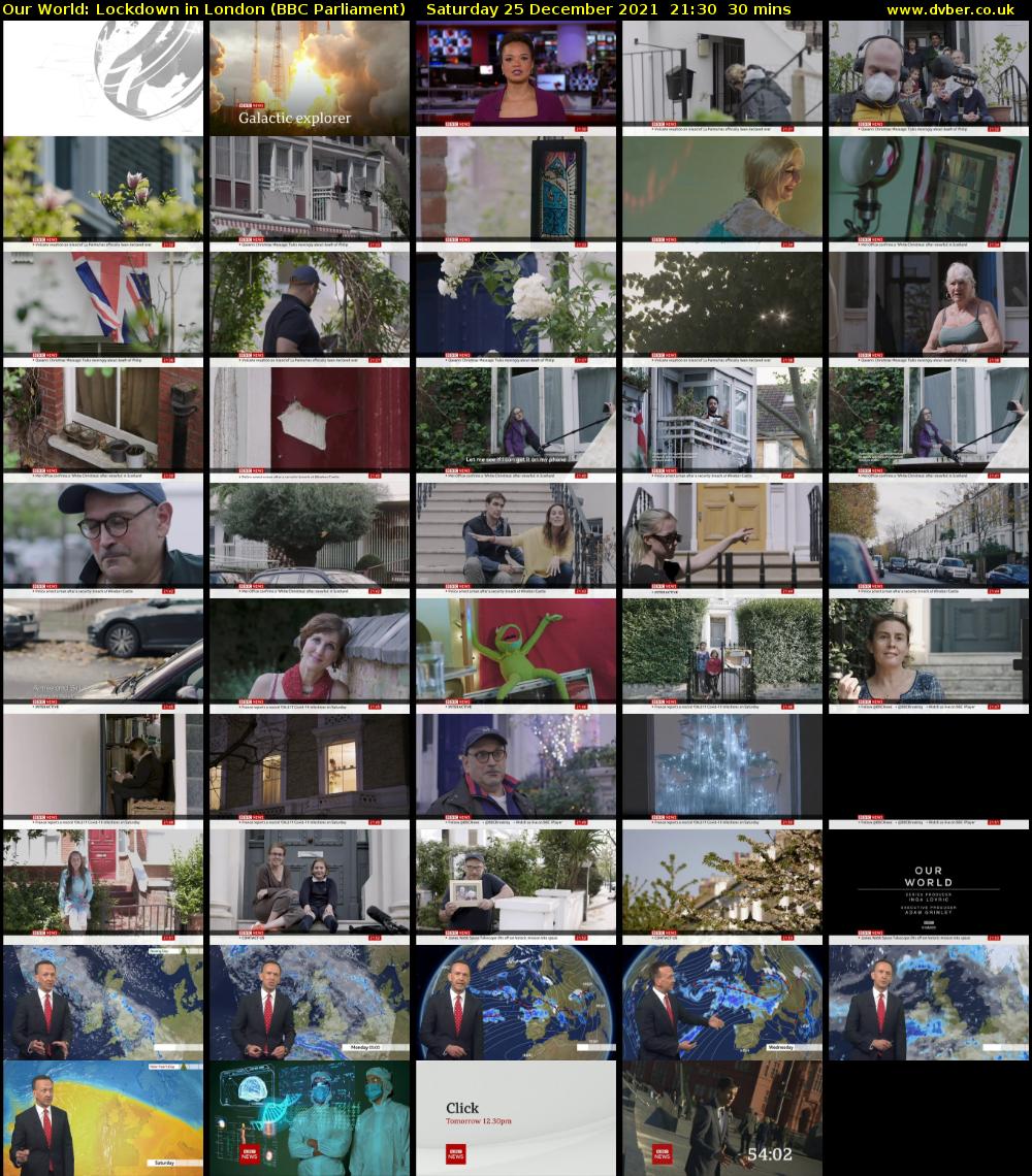 Our World: Lockdown in London (BBC Parliament) Saturday 25 December 2021 21:30 - 22:00