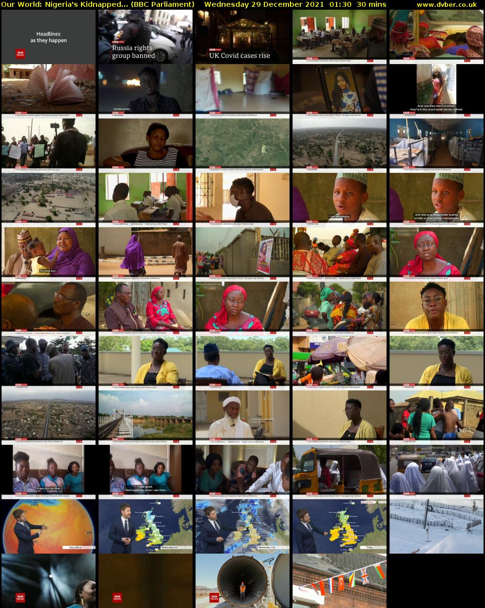Our World: Nigeria's Kidnapped... (BBC Parliament) Wednesday 29 December 2021 01:30 - 02:00