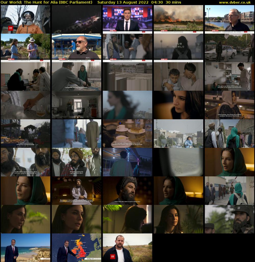 Our World: The Hunt for Alia (BBC Parliament) Saturday 13 August 2022 04:30 - 05:00