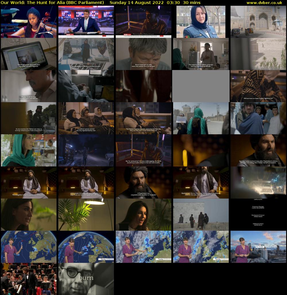 Our World: The Hunt for Alia (BBC Parliament) Sunday 14 August 2022 03:30 - 04:00