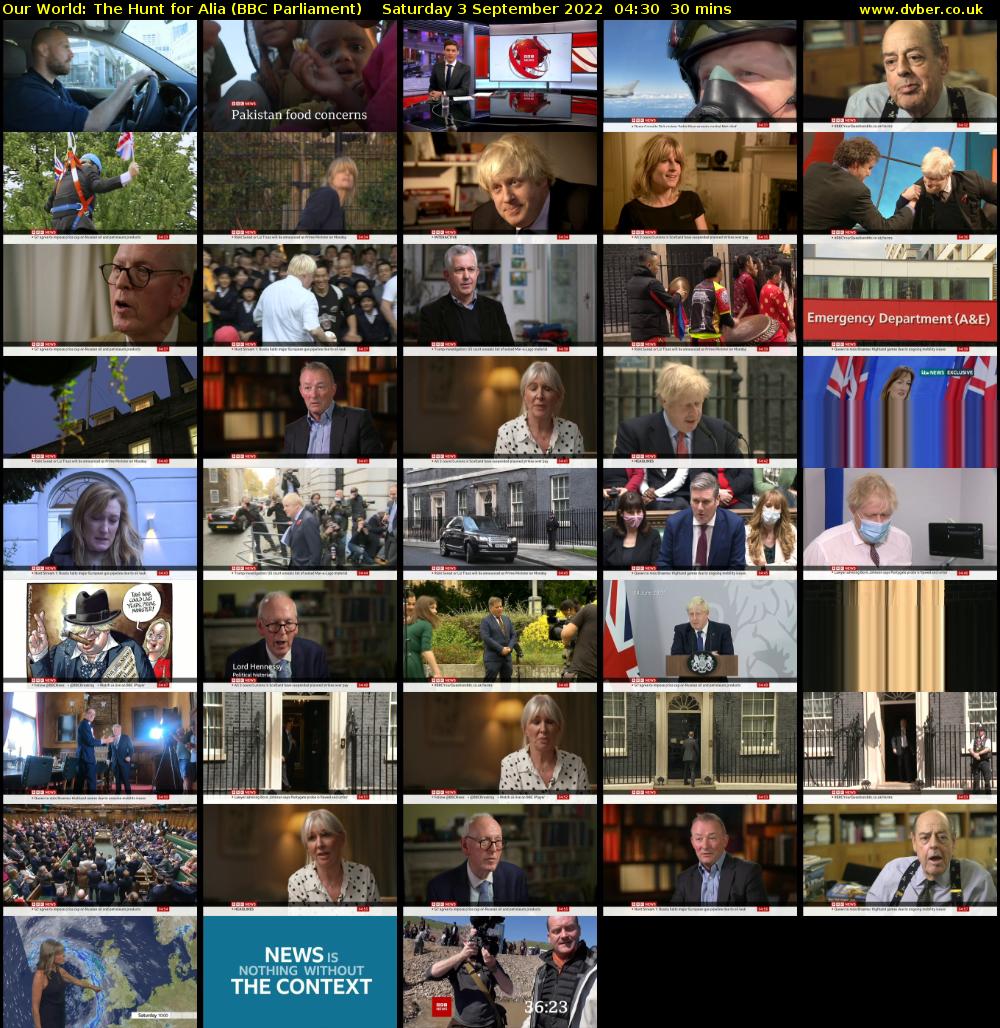 Our World: The Hunt for Alia (BBC Parliament) Saturday 3 September 2022 04:30 - 05:00