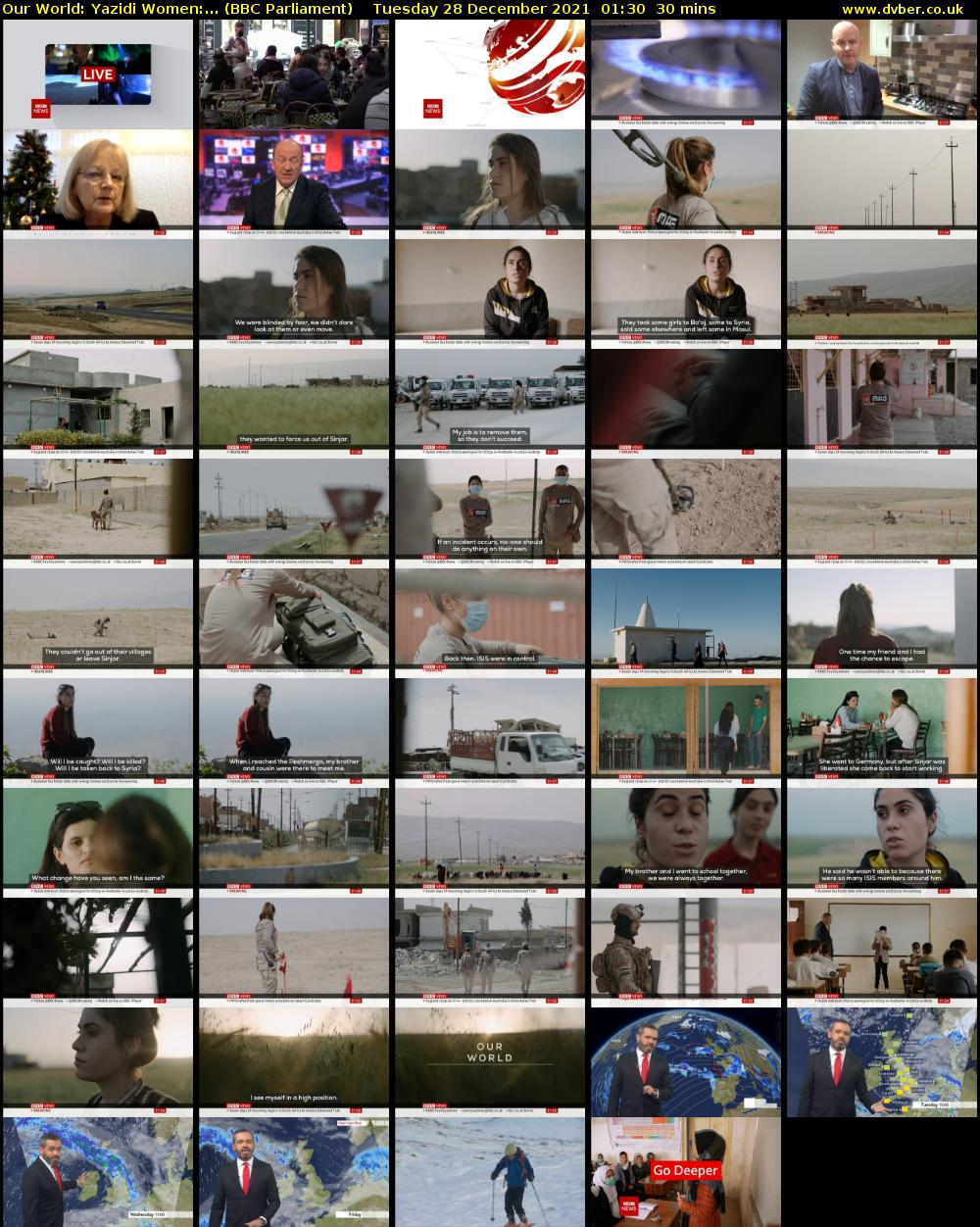 Our World: Yazidi Women:... (BBC Parliament) Tuesday 28 December 2021 01:30 - 02:00