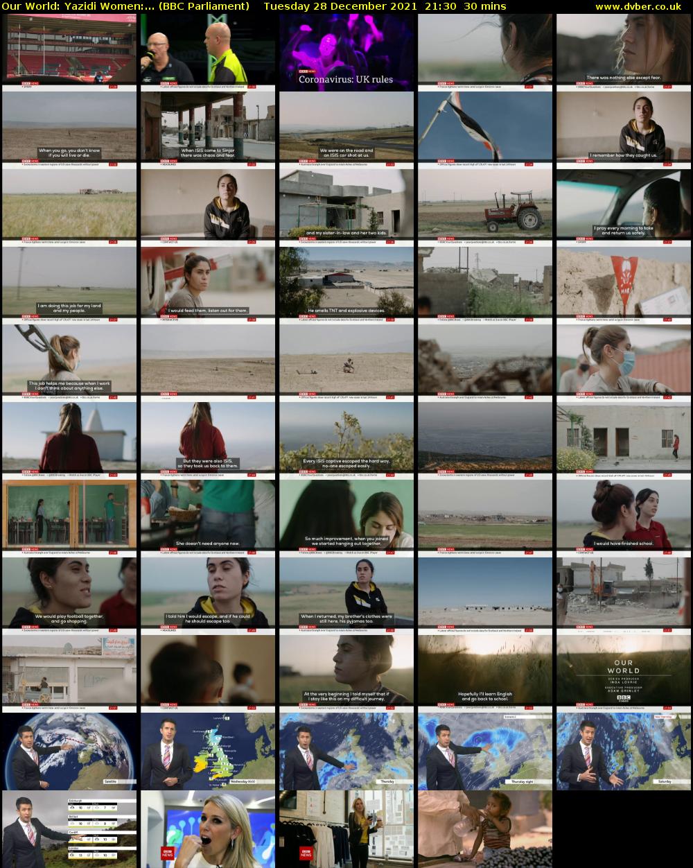 Our World: Yazidi Women:... (BBC Parliament) Tuesday 28 December 2021 21:30 - 22:00