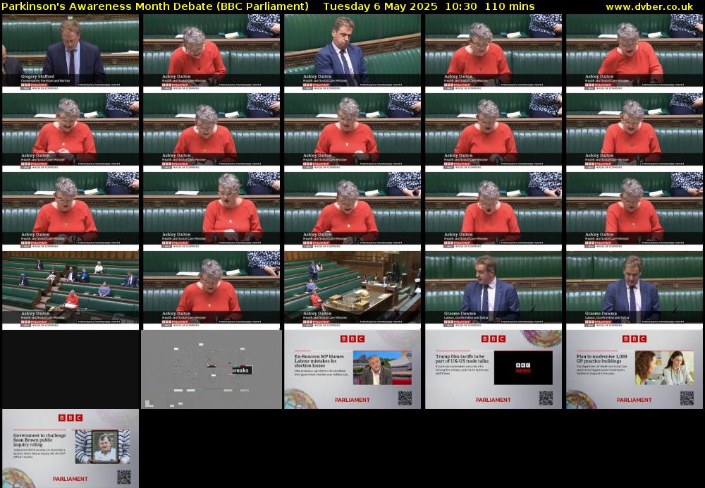 Parkinson's Awareness Month Debate (BBC Parliament) Tuesday 6 May 2025 10:30 - 12:20
