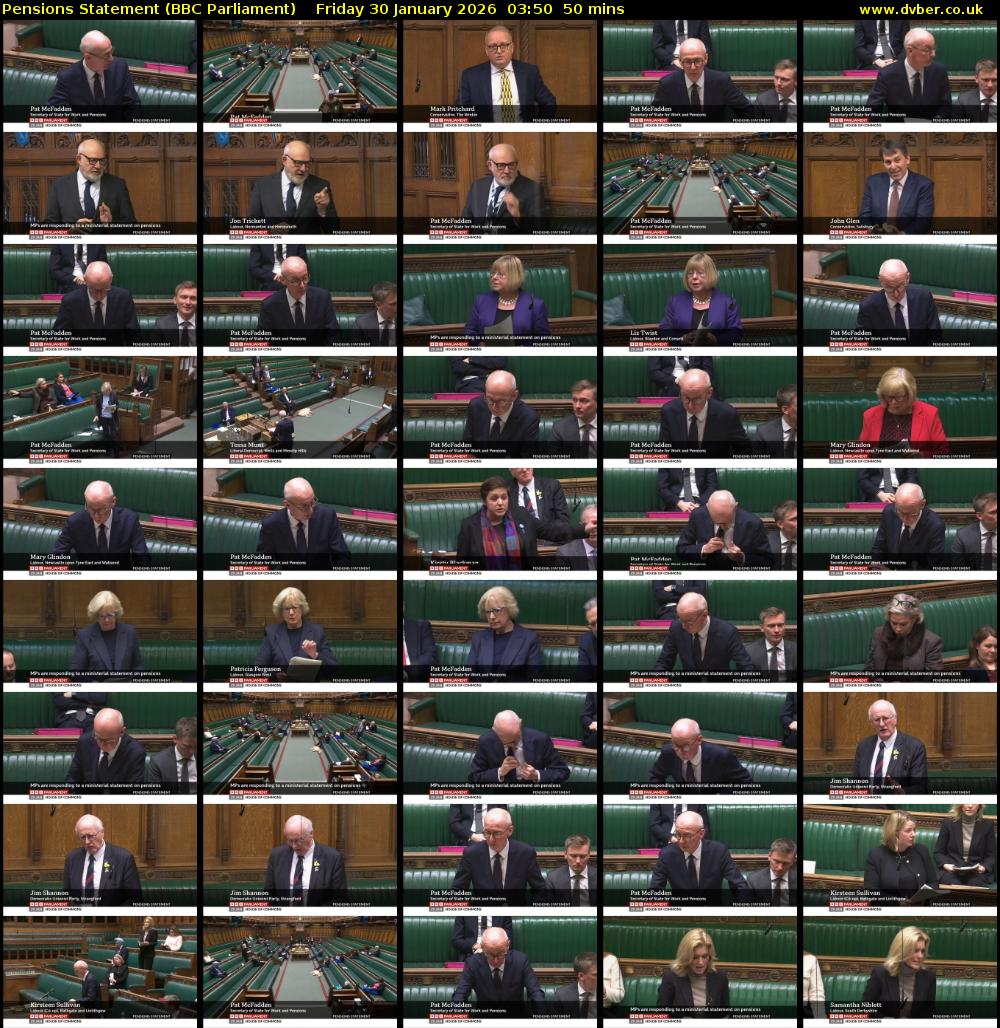 Pensions Statement (BBC Parliament) Friday 30 January 2026 03:50 - 04:40