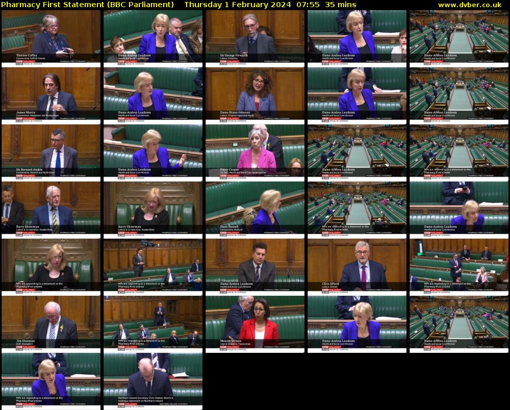 Pharmacy First Statement (BBC Parliament) Thursday 1 February 2024 07:55 - 08:30