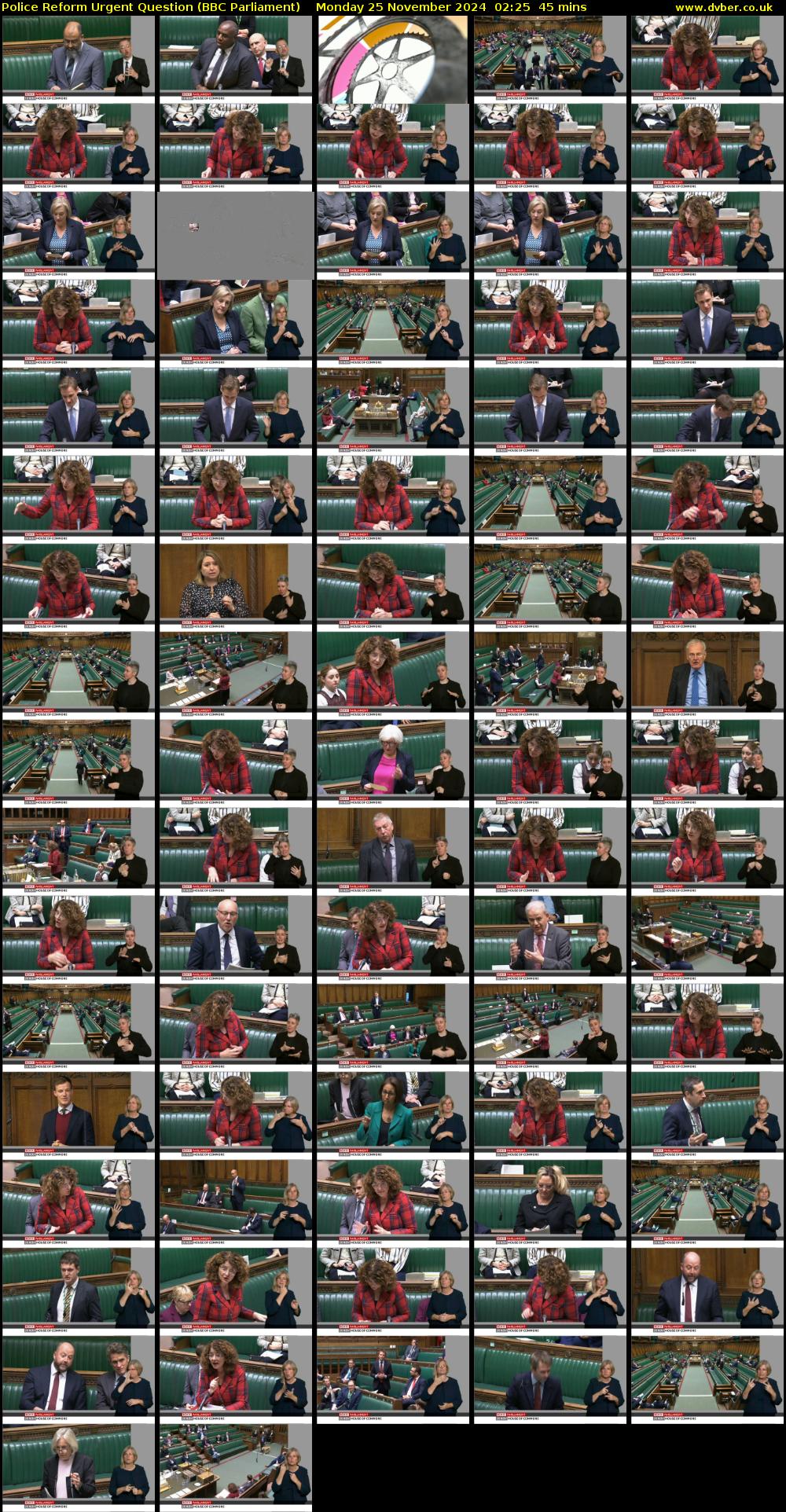 Police Reform Urgent Question (BBC Parliament) Monday 25 November 2024 02:25 - 03:10