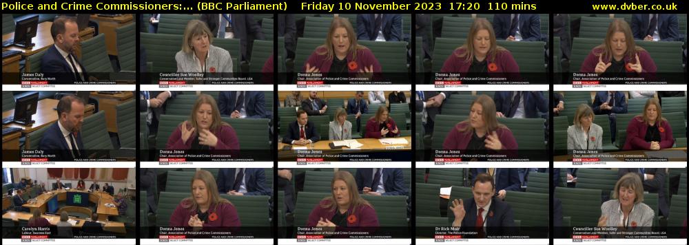 Police and Crime Commissioners:... (BBC Parliament) Friday 10 November 2023 17:20 - 19:10