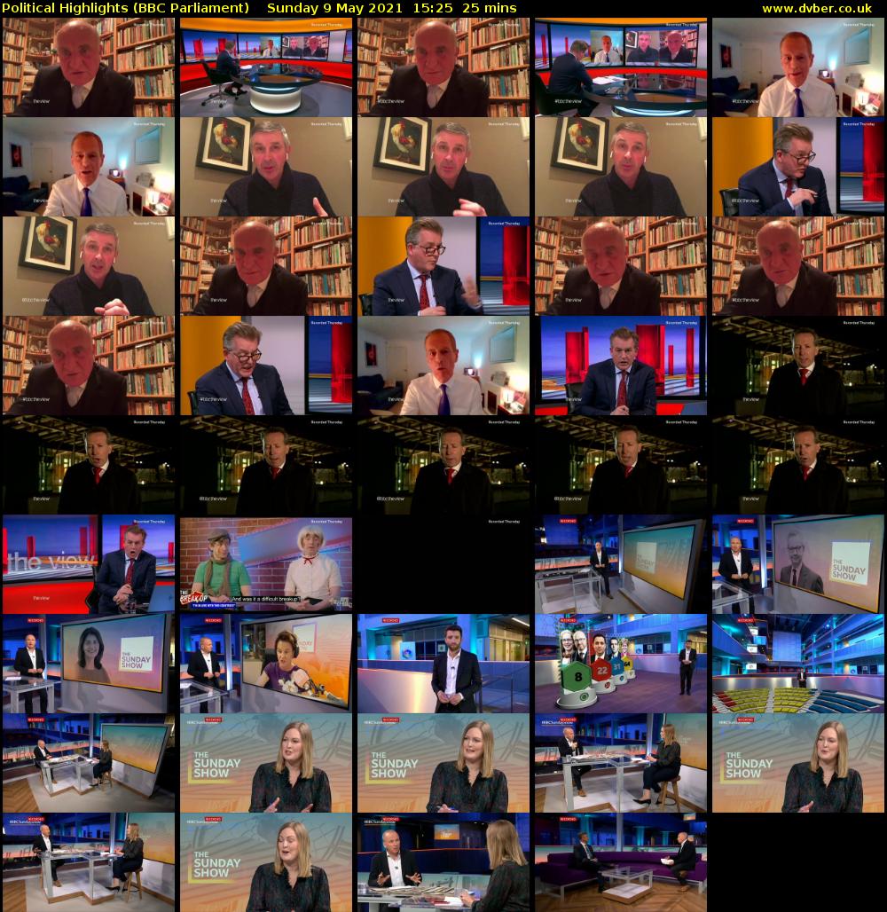 Political Highlights (BBC Parliament) Sunday 9 May 2021 15:25 - 15:50