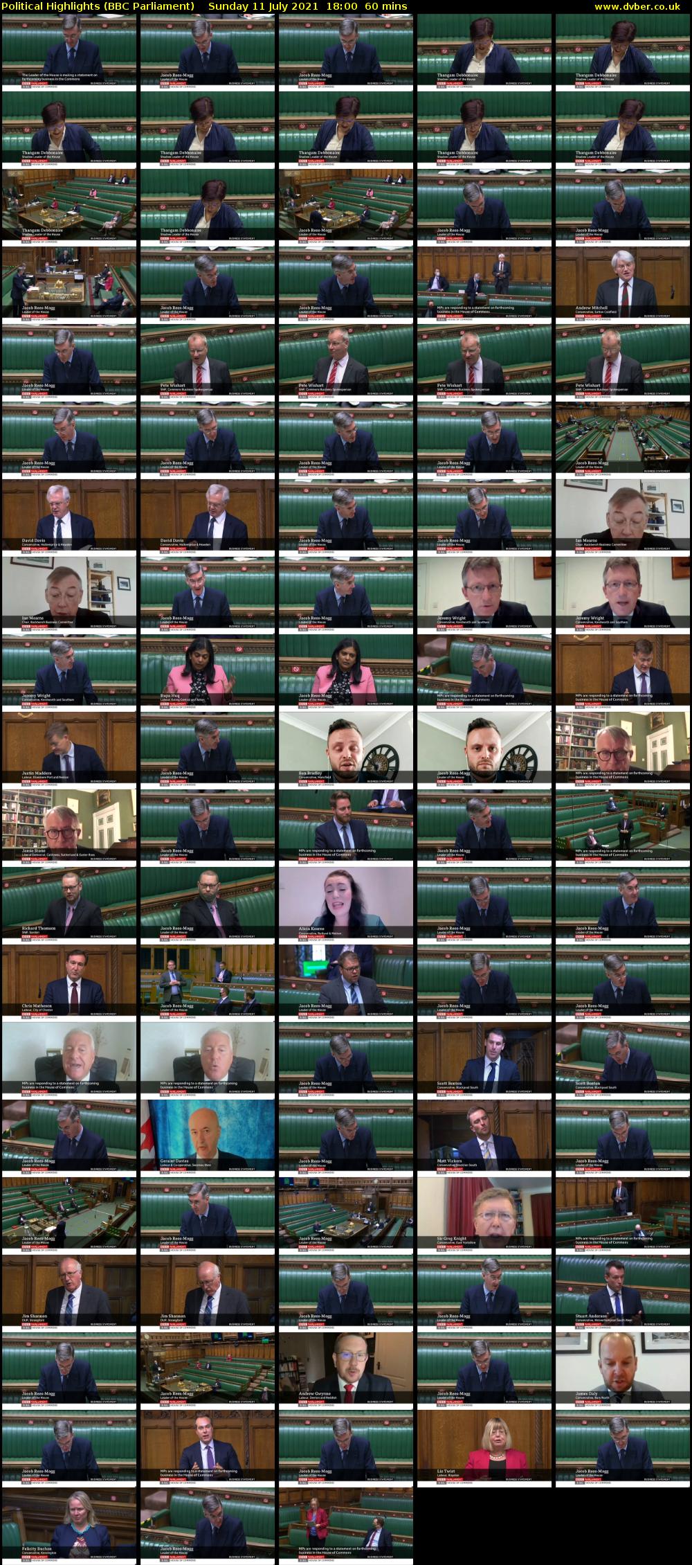 Political Highlights (BBC Parliament) Sunday 11 July 2021 18:00 - 19:00
