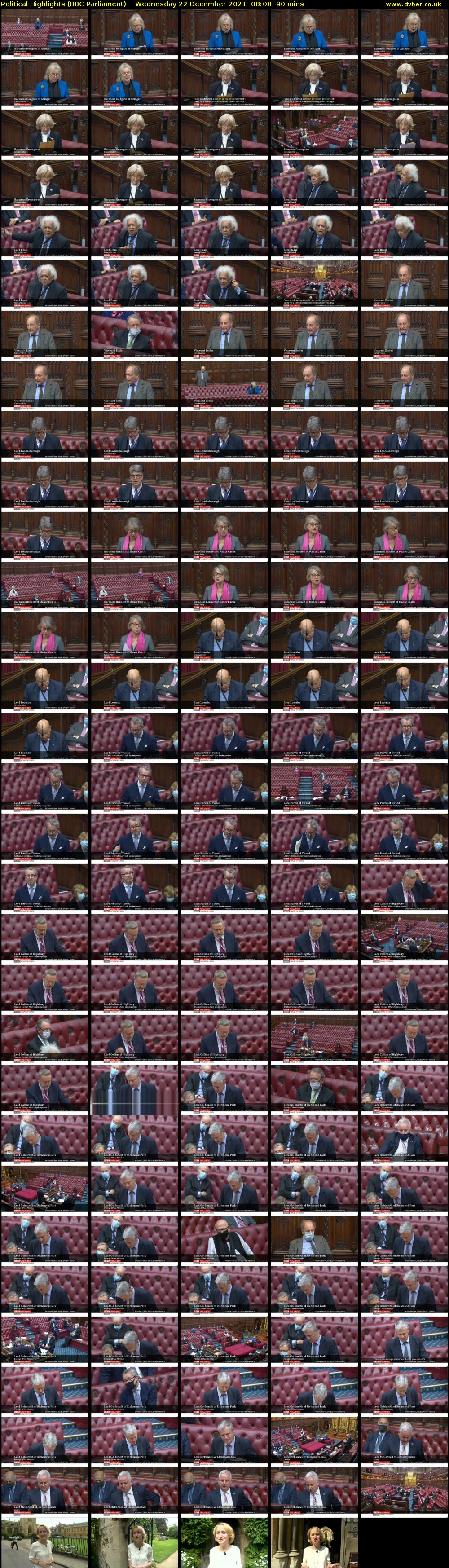 Political Highlights (BBC Parliament) Wednesday 22 December 2021 08:00 - 09:30