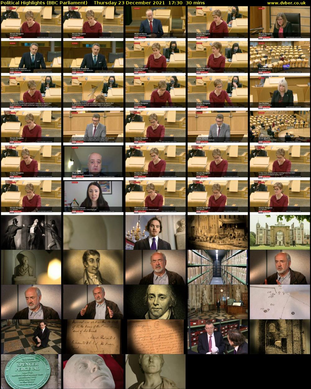 Political Highlights (BBC Parliament) Thursday 23 December 2021 17:30 - 18:00