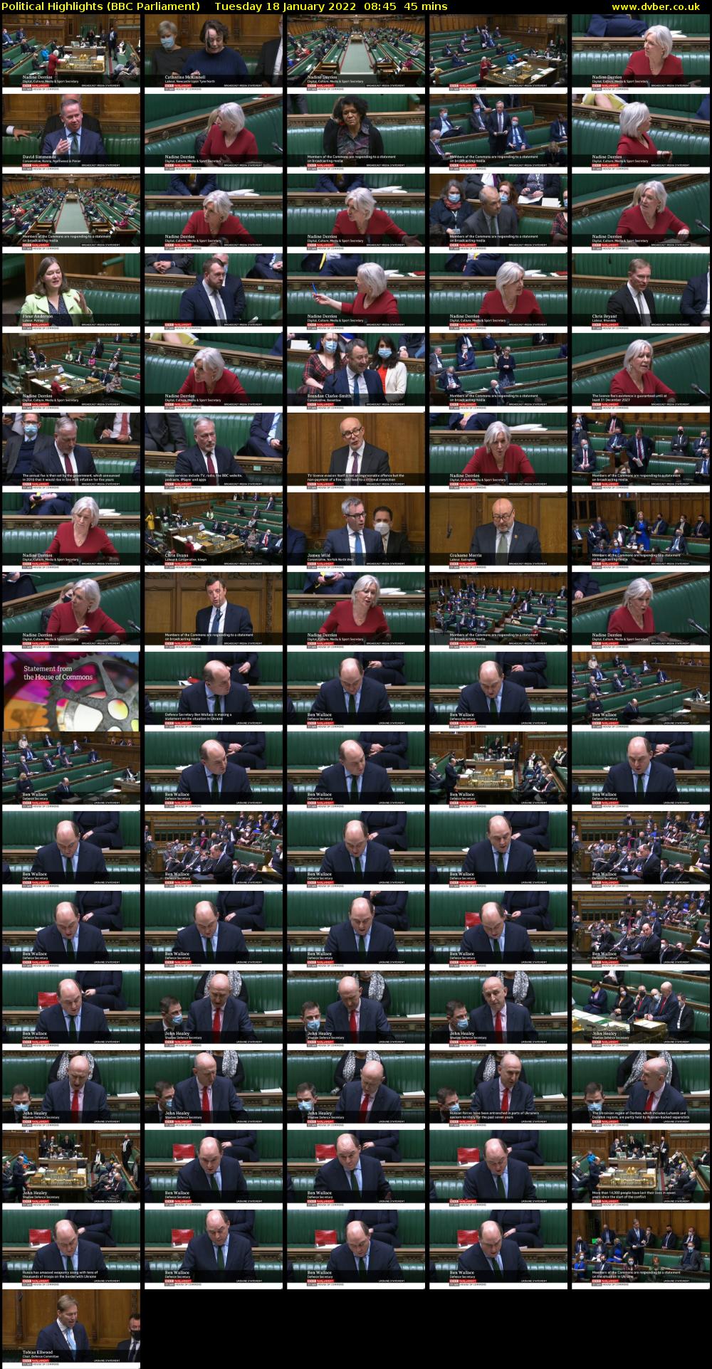 Political Highlights (BBC Parliament) Tuesday 18 January 2022 08:45 - 09:30