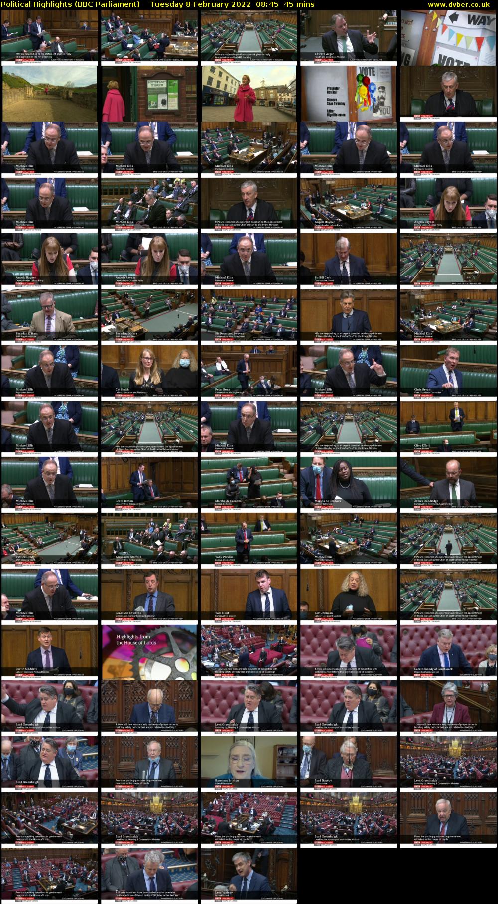 Political Highlights (BBC Parliament) Tuesday 8 February 2022 08:45 - 09:30