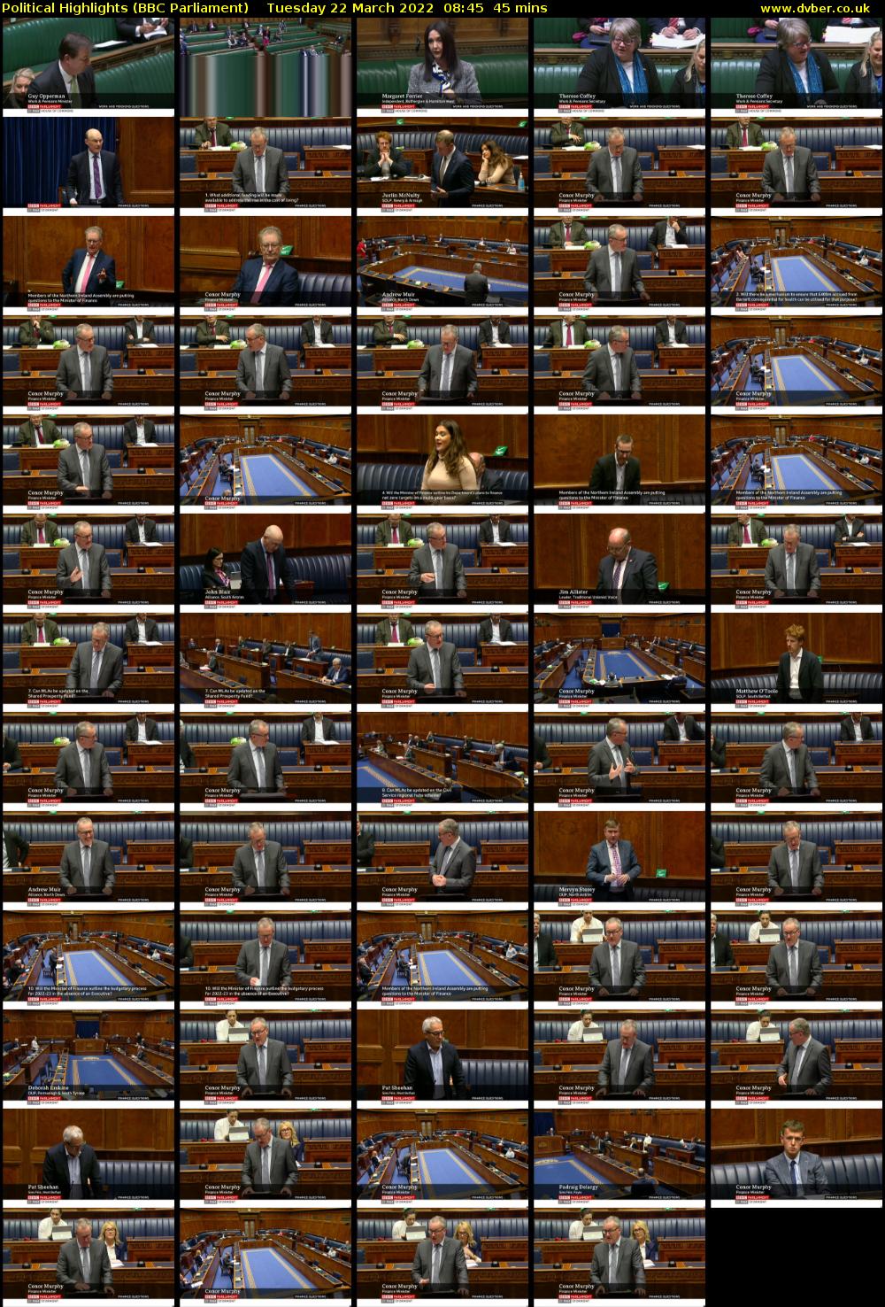 Political Highlights (BBC Parliament) Tuesday 22 March 2022 08:45 - 09:30
