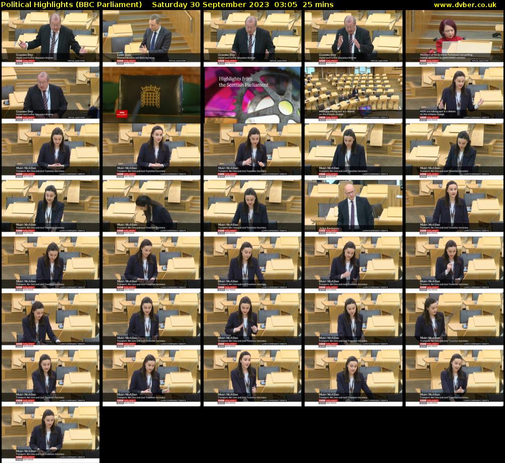 Political Highlights (BBC Parliament) Saturday 30 September 2023 03:05 - 03:30