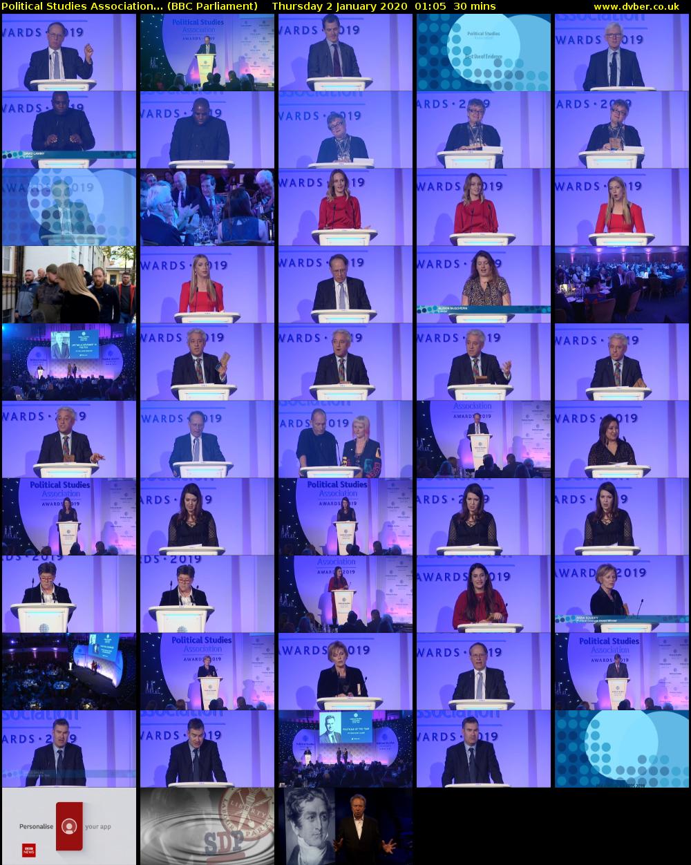 Political Studies Association... (BBC Parliament) Thursday 2 January 2020 01:05 - 01:35